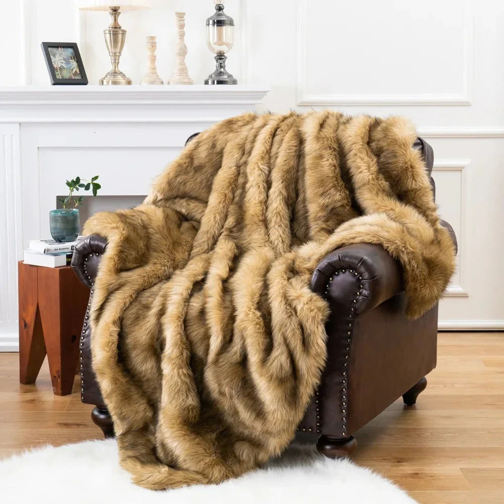 Luxurious Faux Fur Throw Blanket with Plush Texture | Elegant Cover for Ultimate Comfort 1