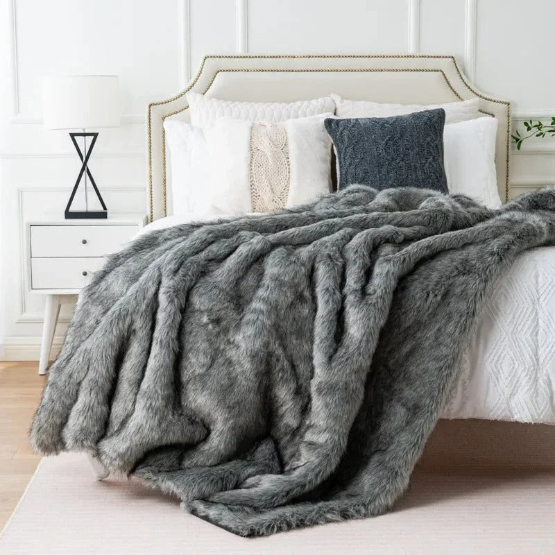 Luxurious Faux Fur Throw Blanket with Plush Texture | Elegant Cover for Ultimate Comfort 3