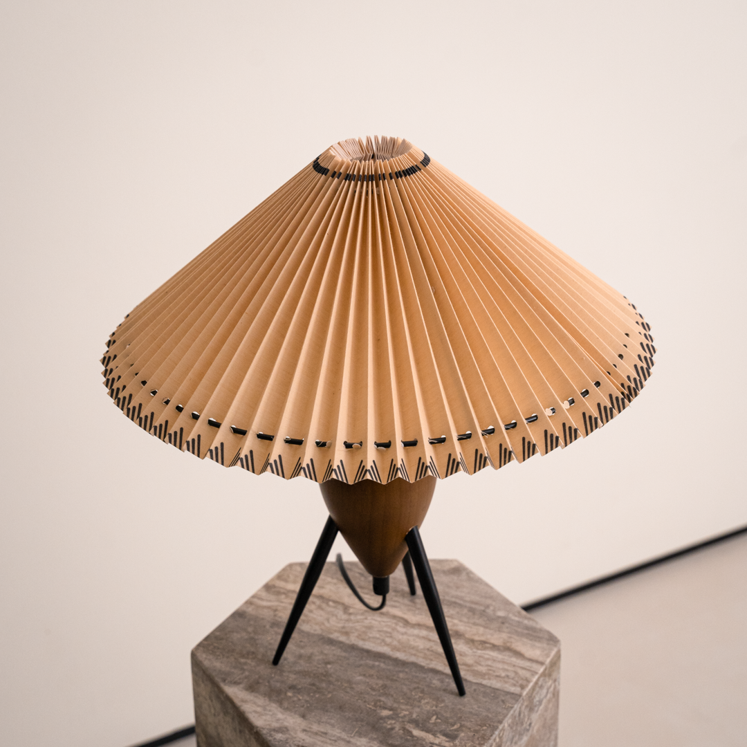 Mediterranean Table Lamp with Tripod Wooden Legs & Hand-Painted Shade for Cozy Ambiance 2