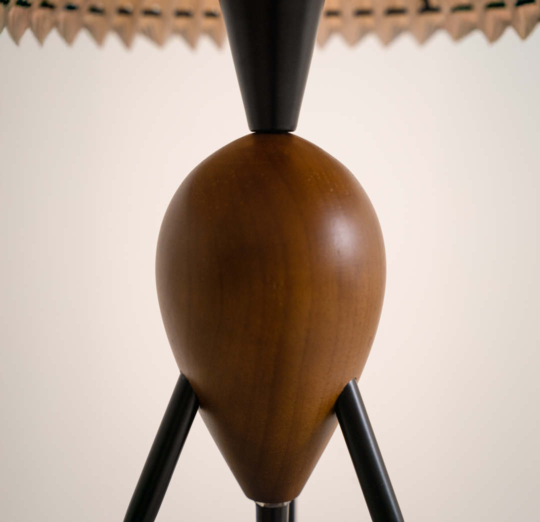 Mediterranean Table Lamp with Tripod Wooden Legs & Hand-Painted Shade for Cozy Ambiance 3