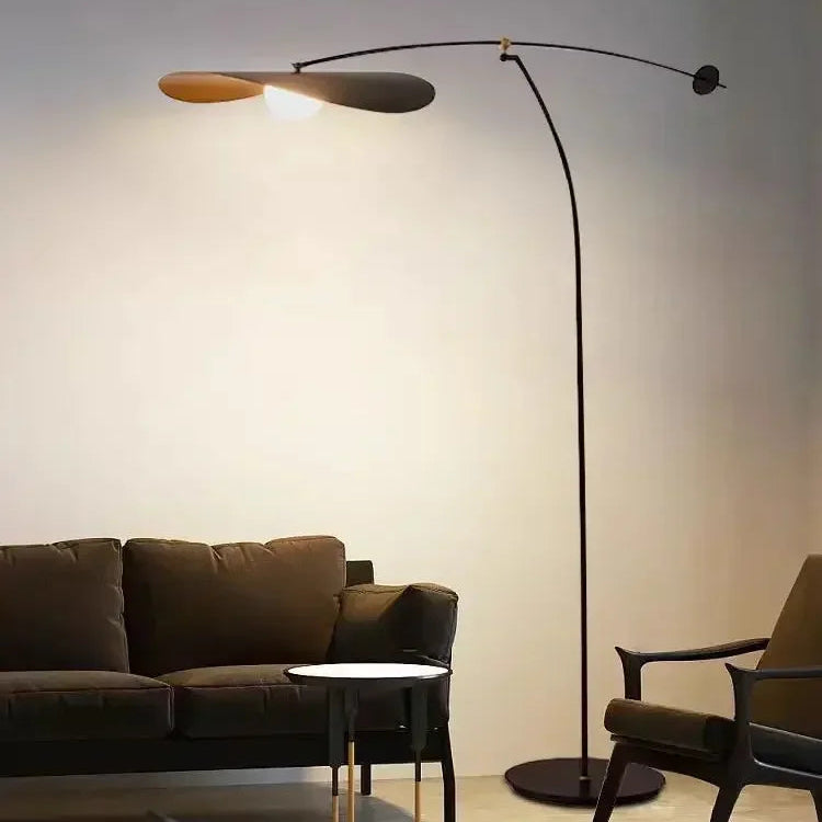 Minimalist Black Floor Lamp with Hat-Style Shade | Durable Iron Design for Ambient Lighting 6