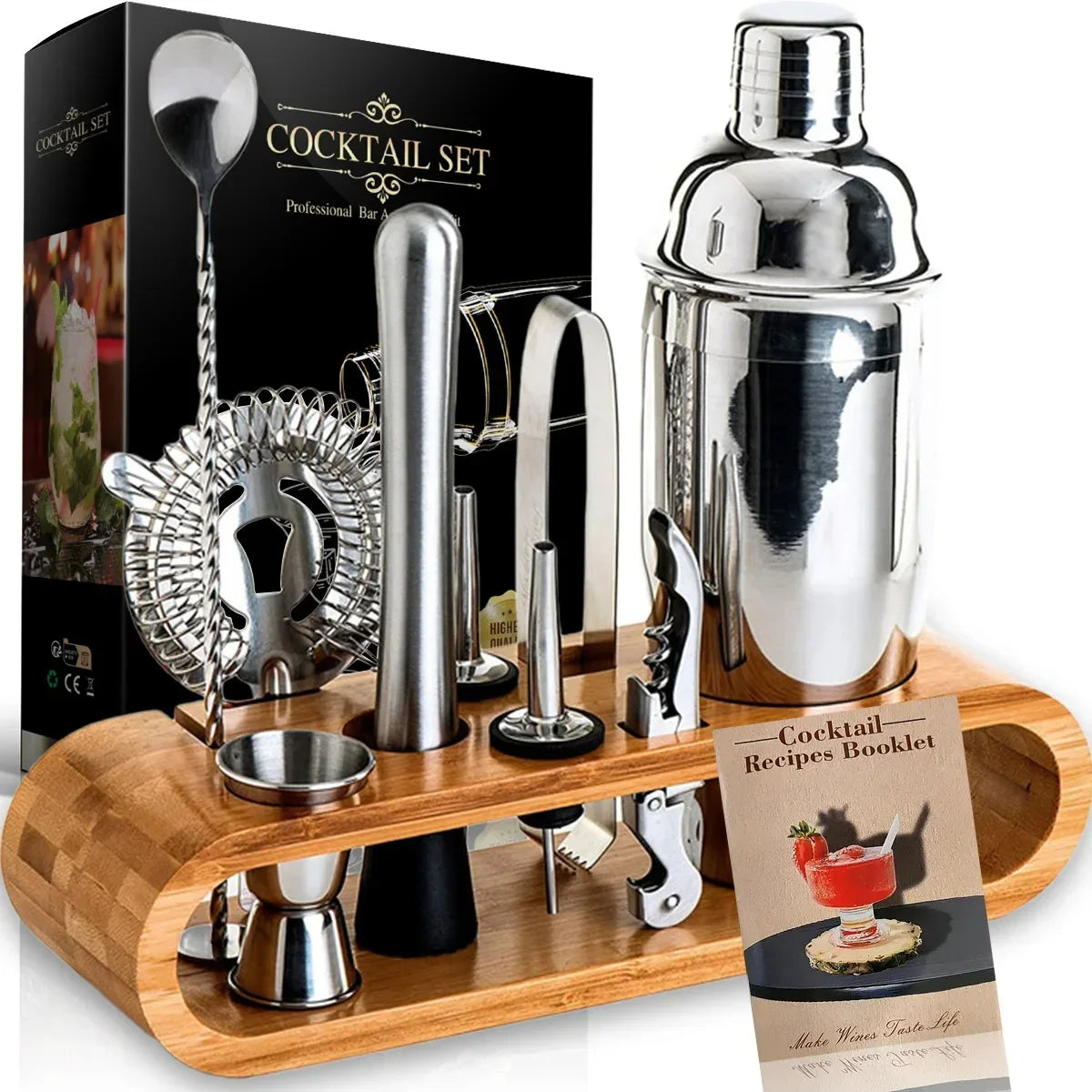 Mixology Essentials | 10-Piece Cocktail Shaker Set with Bamboo Stand | Complete Bartender Tools for Effortless Cocktail Crafting 0