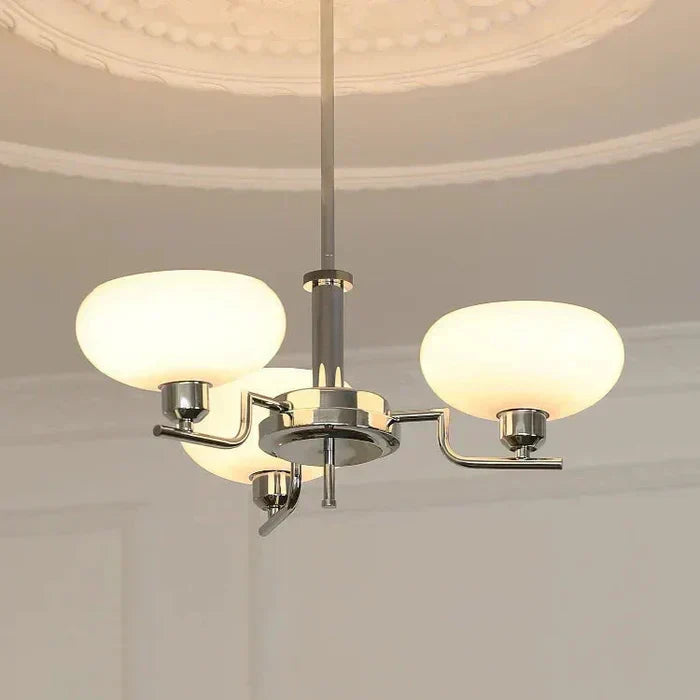 Modern Chandelier Light with Opal Glass Shades | Elegant Hanging Fixture for Soft Mood Lighting 5