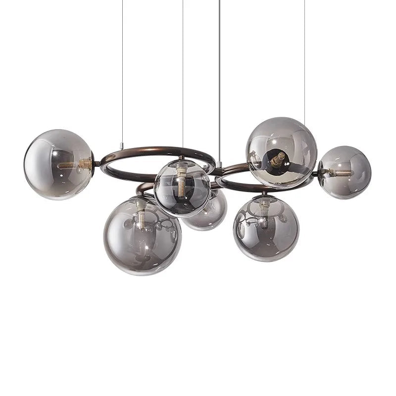 Modern Chandelier | Designer Hanging Light Fixture with Smoked Glass Balls | Elegant Lighting for Contemporary Spaces 8