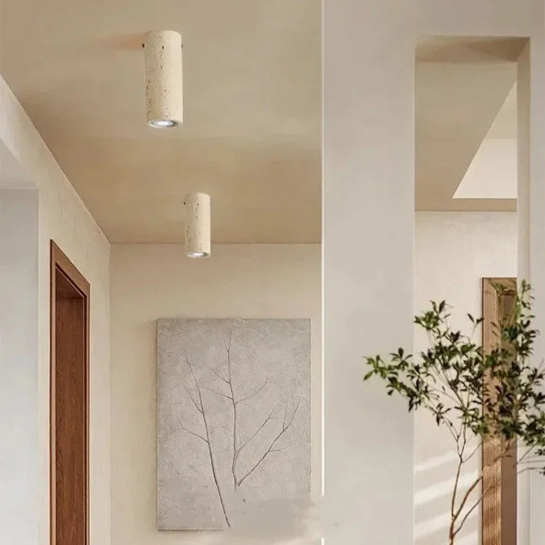 Modern Elegance | Flush Mount Ceiling Light with Natural Yellow Travertine | Dual LED Color Options for Stylish Illumination 3