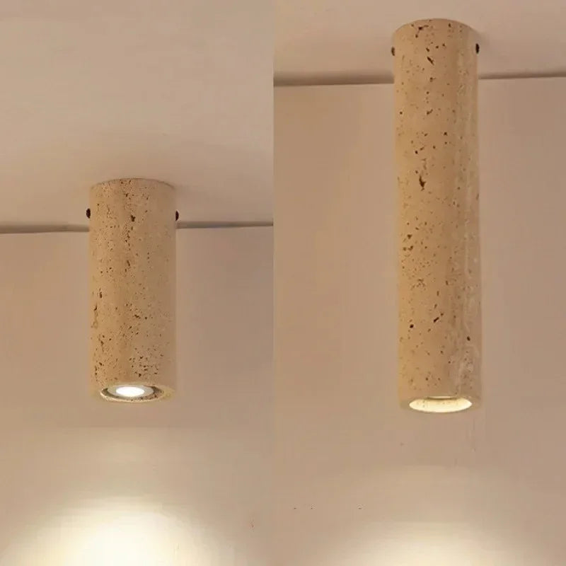 Modern Elegance | Flush Mount Ceiling Light with Natural Yellow Travertine | Dual LED Color Options for Stylish Illumination 6