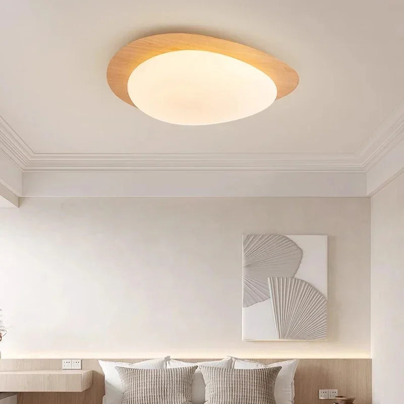 Modern Flush Mount Ceiling Light with Adjustable LED and Wood Grain Finish | Cozy Illumination for Any Room 4