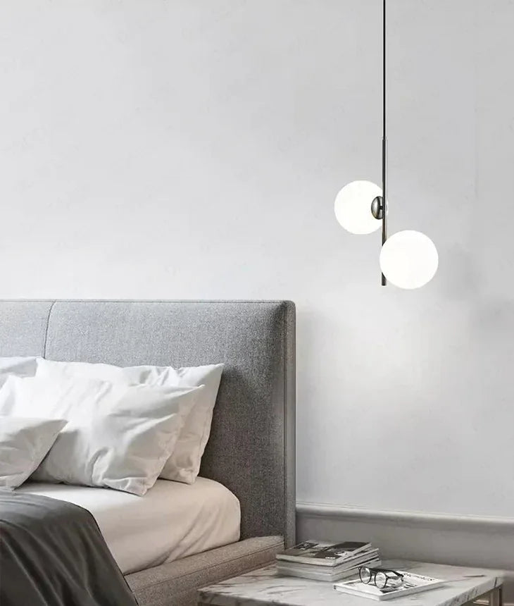 Modern Minimalist | Black Pendant Light with Glass Ball Diffuser | Adjustable Height for Cozy Kitchen Lighting 3