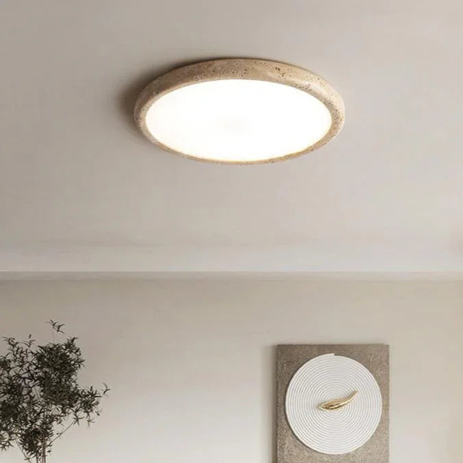 Monica Collection | Flush Mount Ceiling Light with Customizable LED | Elegant Travertine Design for Modern Dining Rooms 1