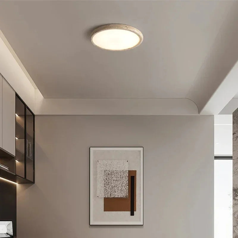 Monica Collection | Flush Mount Ceiling Light with Customizable LED | Elegant Travertine Design for Modern Dining Rooms 2