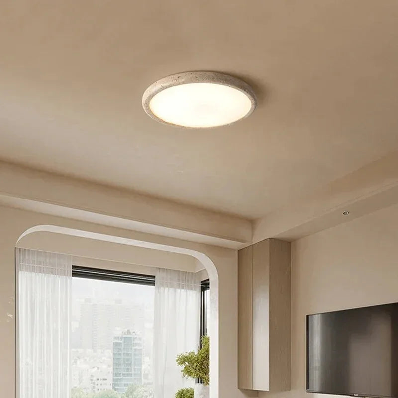 Monica Collection | Flush Mount Ceiling Light with Customizable LED | Elegant Travertine Design for Modern Dining Rooms 3
