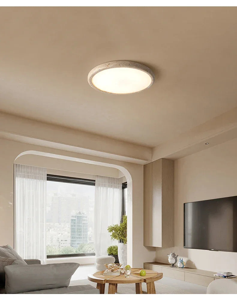 Monica Collection | Flush Mount Ceiling Light with Customizable LED | Elegant Travertine Design for Modern Dining Rooms 6