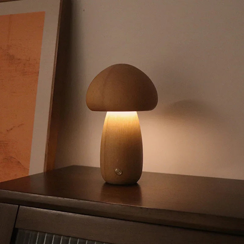 Mushroom Table Lamp with Touch Activation & Cozy Wooden Design | Playful Lighting for Kids' Rooms 12