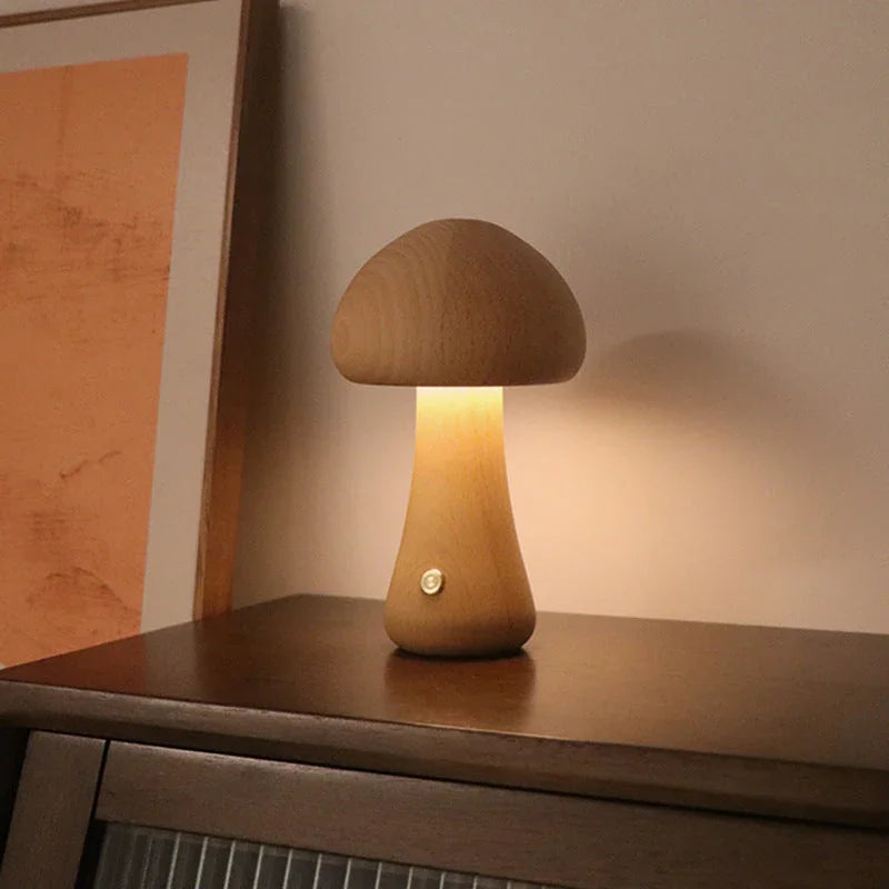 Mushroom Table Lamp with Touch Activation & Cozy Wooden Design | Playful Lighting for Kids' Rooms 8
