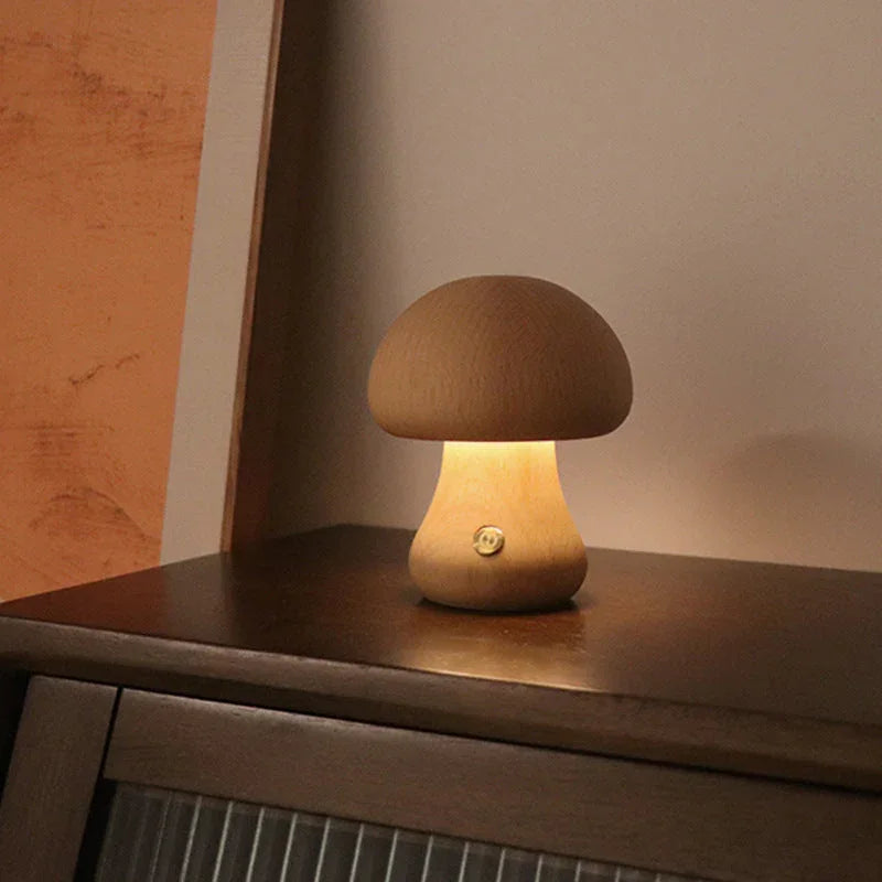 Mushroom Table Lamp with Touch Activation & Cozy Wooden Design | Playful Lighting for Kids' Rooms 9