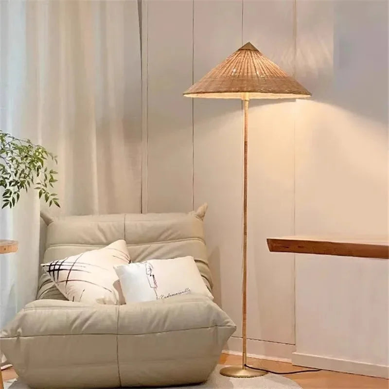 Natural Elegance | Rattan Floor Lamp with Hand-Knitted Shade | Cozy Lighting for Living Spaces 4
