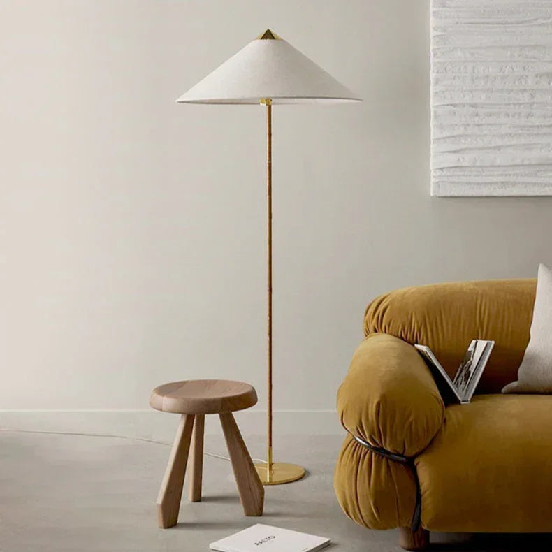 Natural Elegance | Rattan Floor Lamp with Hand-Knitted Shade | Vintage Design for Cozy Ambiance 0