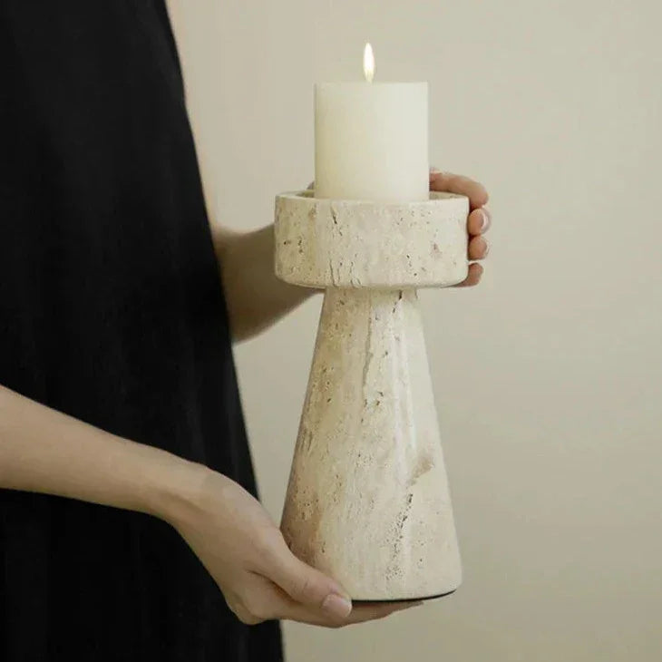 Natural Stone Candle Holder | Elegant Travertine Design with Versatile Size Options for Serene Ambiance 5