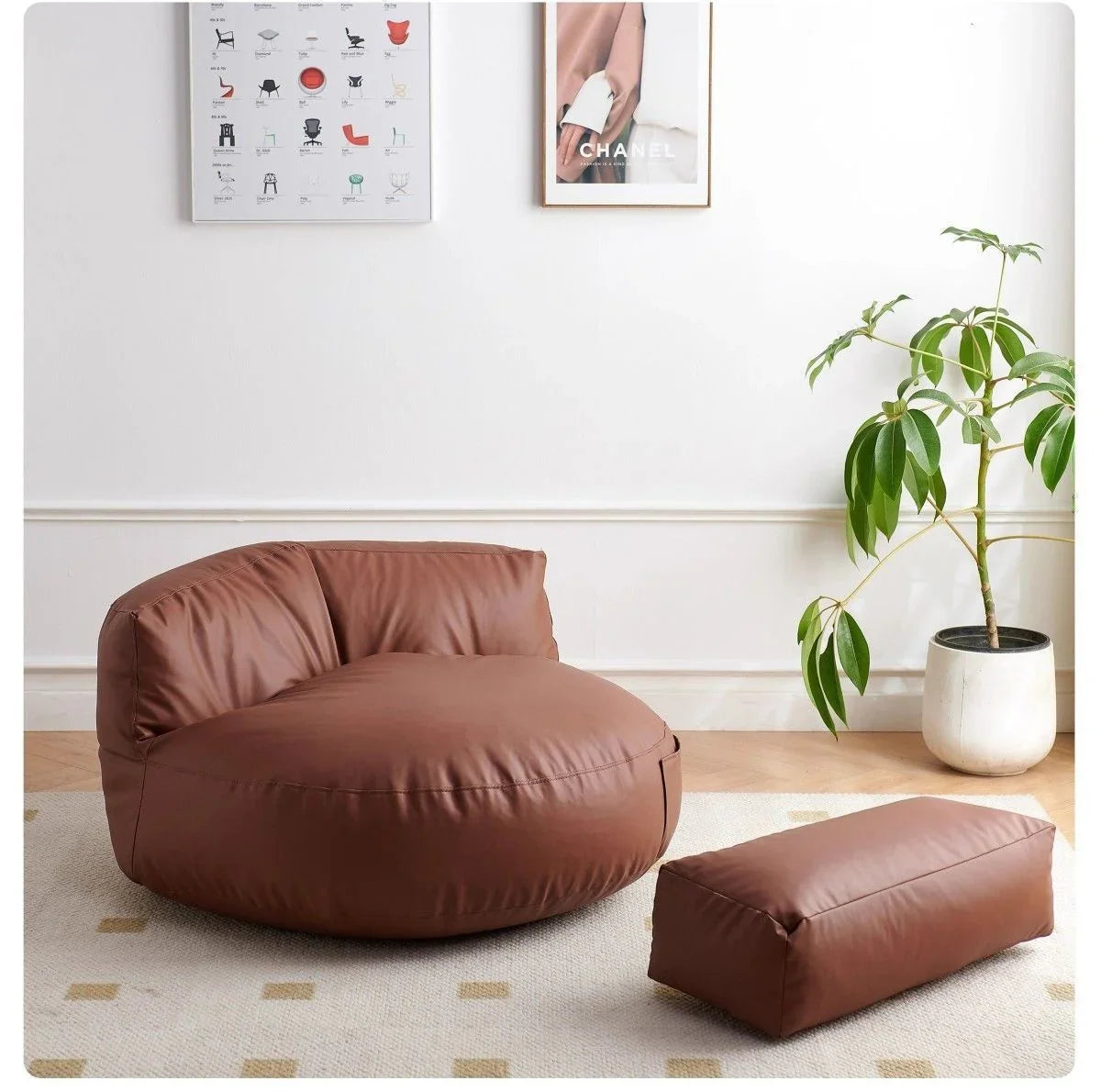 Premium Synthetic Leather Bean Bag Cover with Zipper for Ultimate Comfort | Stylish Slipcover for Relaxation 4