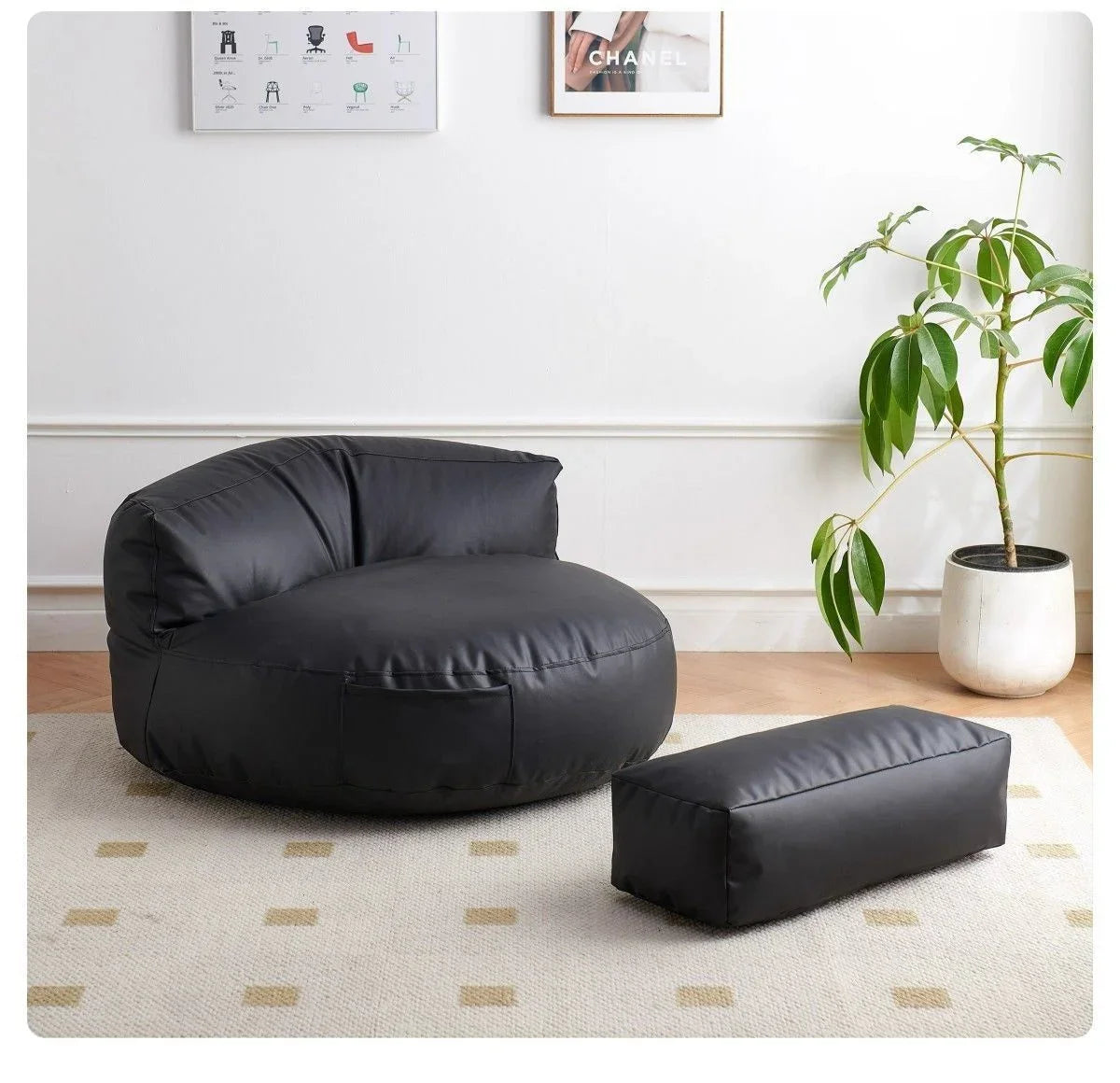 Premium Synthetic Leather Bean Bag Cover with Zipper for Ultimate Comfort | Stylish Slipcover for Relaxation 5