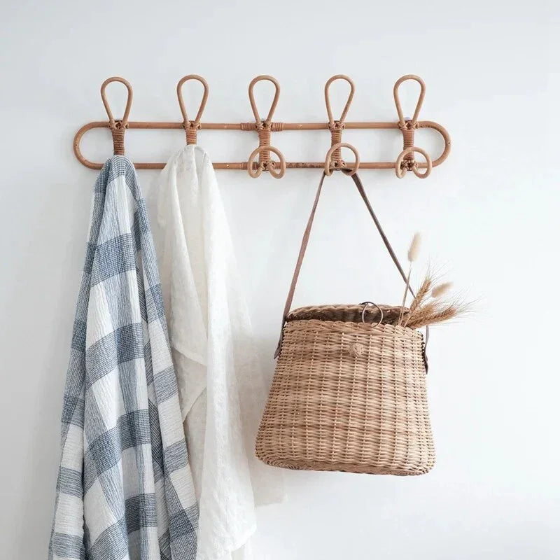 Rattan Wall Hooks | Rustic Coat Hooks for Wall with Unique Texture | Stylish Organizers for Home Decor 2