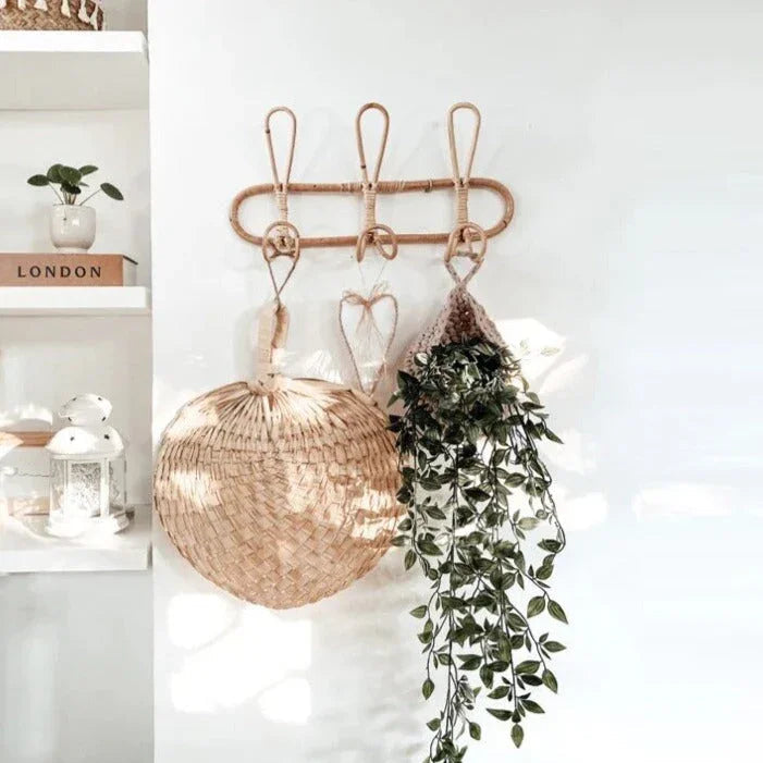 Rattan Wall Hooks | Rustic Coat Hooks for Wall with Unique Texture | Stylish Organizers for Home Decor 5