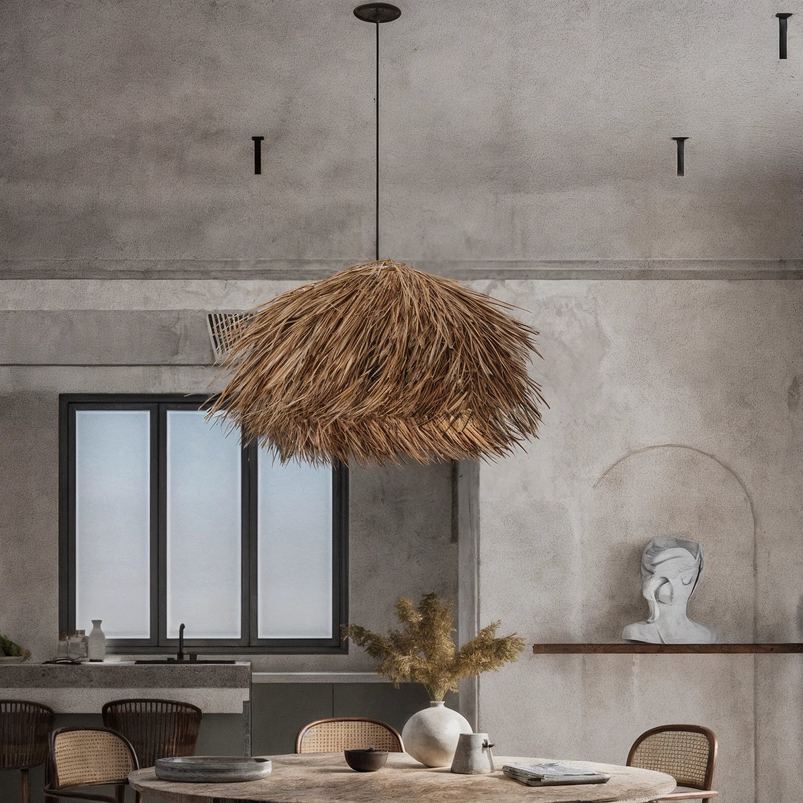 Santanyi | Rattan Pendant Lamp with Handwoven Wicker Shade | Organic Design for Warm Kitchen Lighting 0