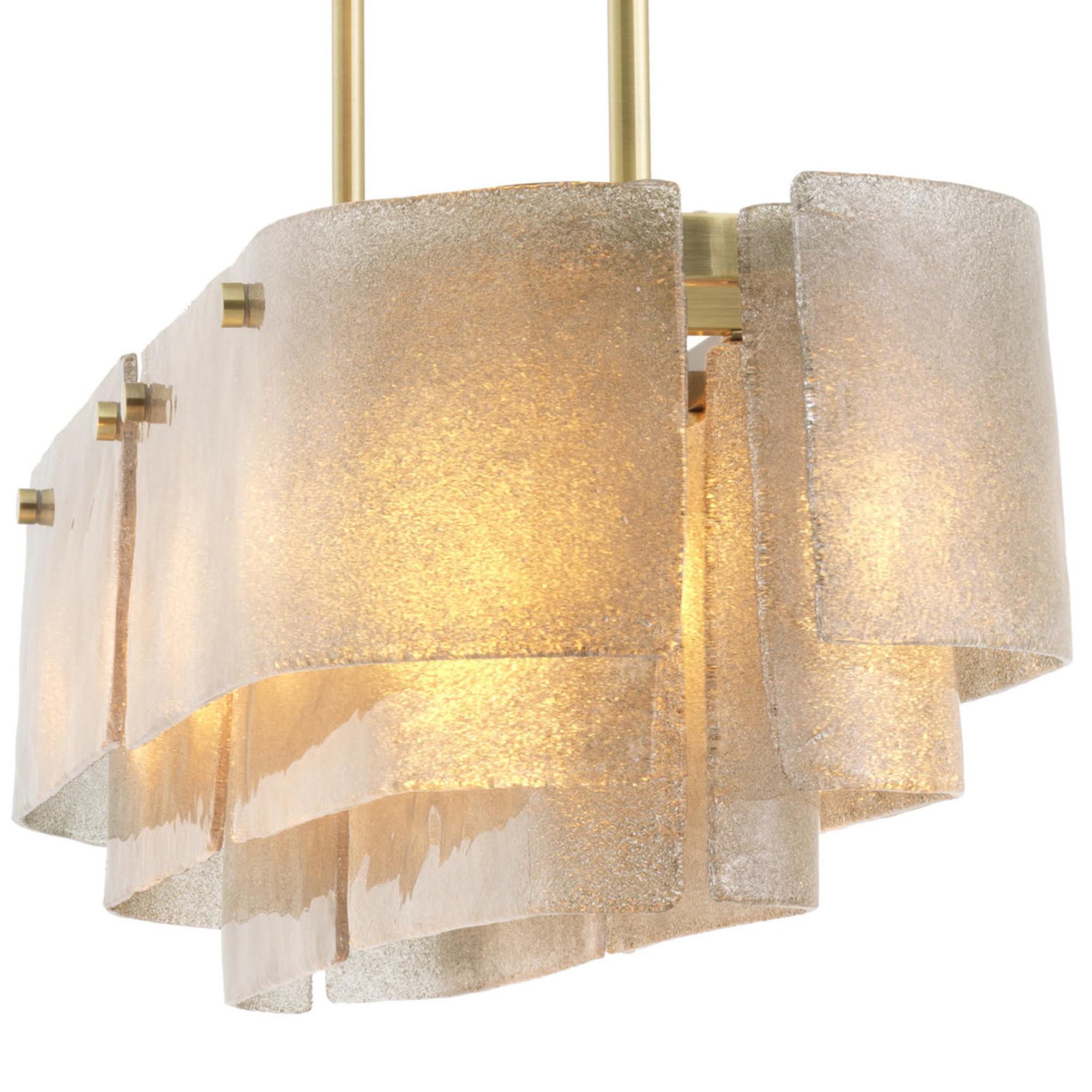 Sculptural Gold Chandelier | Layered Glass Linear Design with Soft Illumination | Modern Pendant Light for Elegant Dining Spaces 3