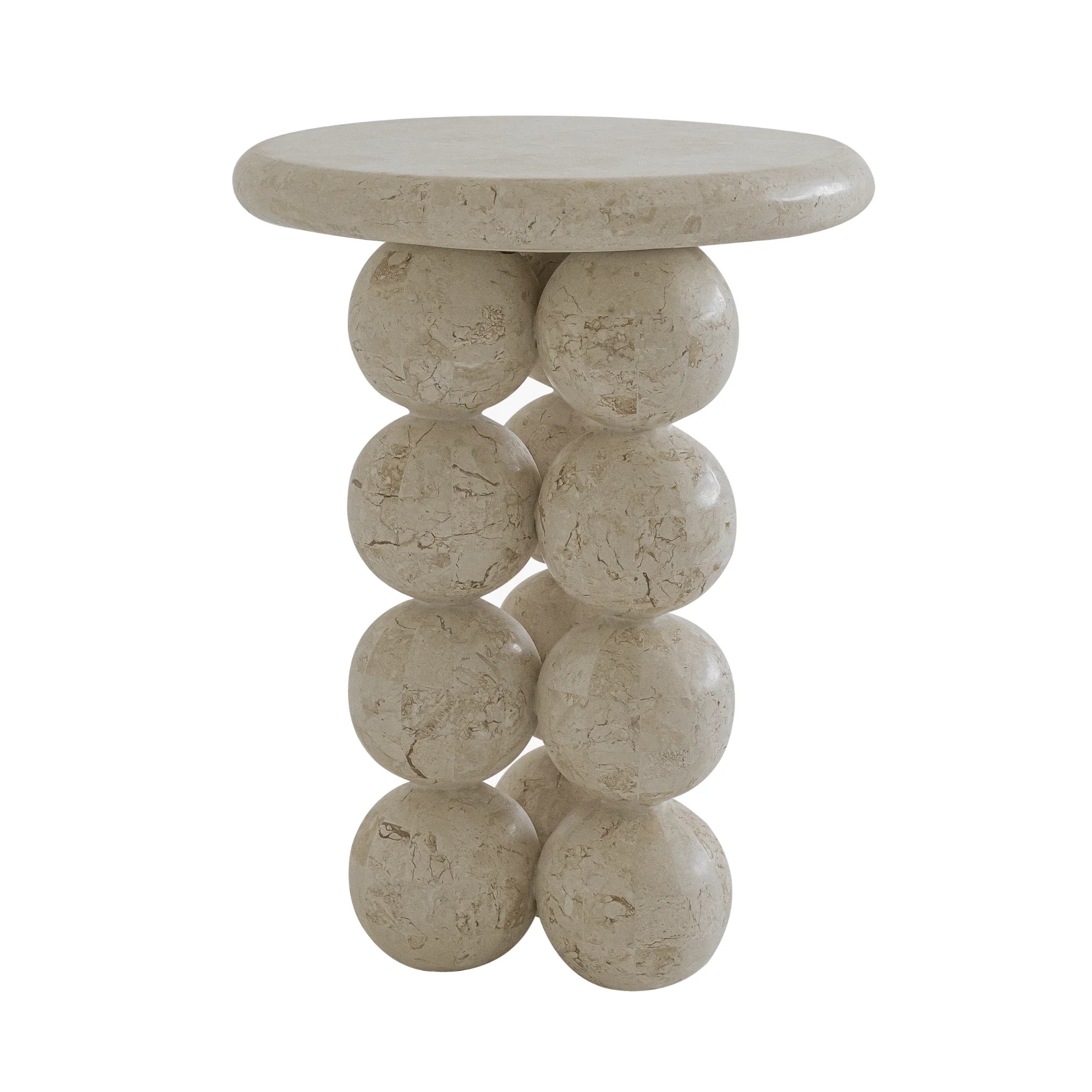 Sculptural Marble Side Table with Pearl-Like Legs | Unique White Rose Design for Elegant Home Decor 5