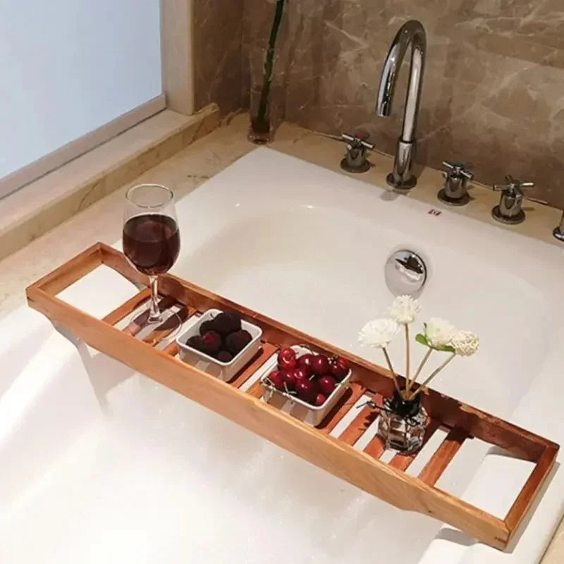 Serenity Collection | Bathtub Tray with Extendable Bamboo Frame | Elegant Caddy for Relaxation 4