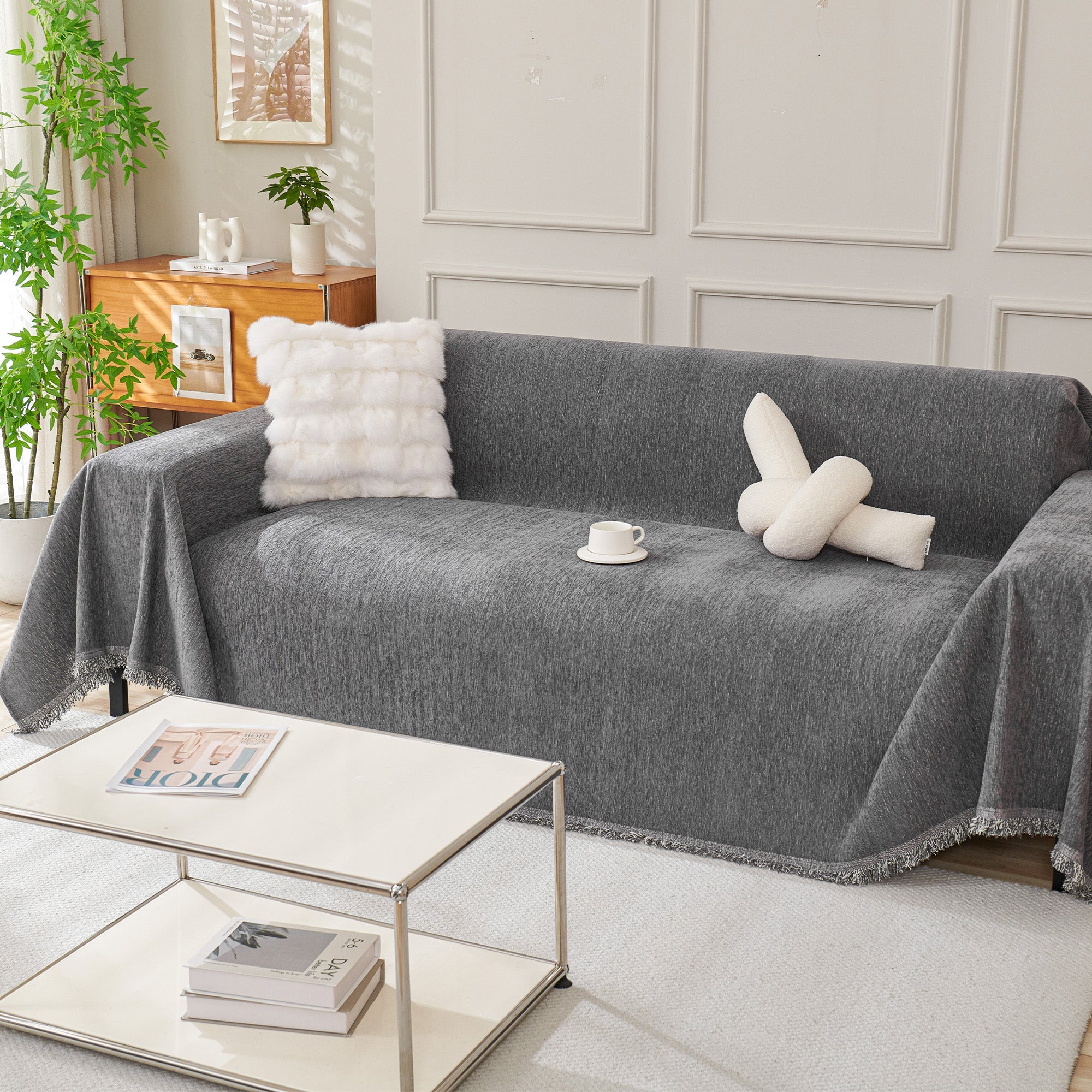 Sofa Cover | Geometric Boho Design with Easy Care Fabric | Stylish Protection for Home Decor 11