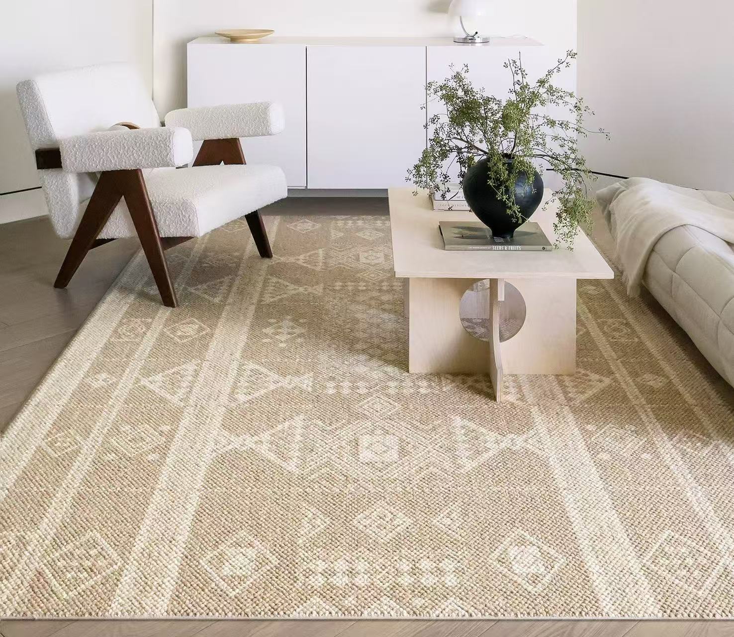 Textured Area Rug with Premium Wool & Nylon Blend | Versatile Living Room Rugs for Modern Interiors 0