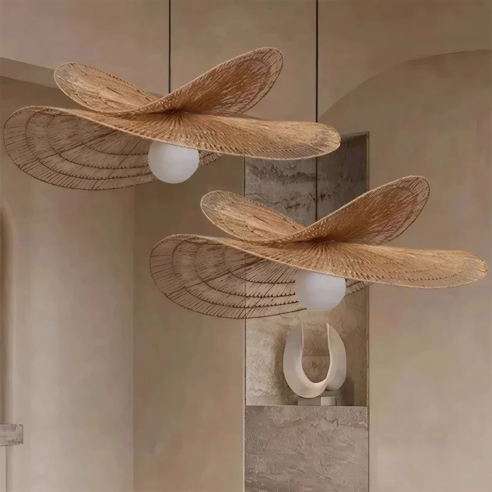 Torretes | Rattan Ceiling Lamp with Sculptural Design & Adjustable Height | Artisanal Lighting for Indoor Spaces 0