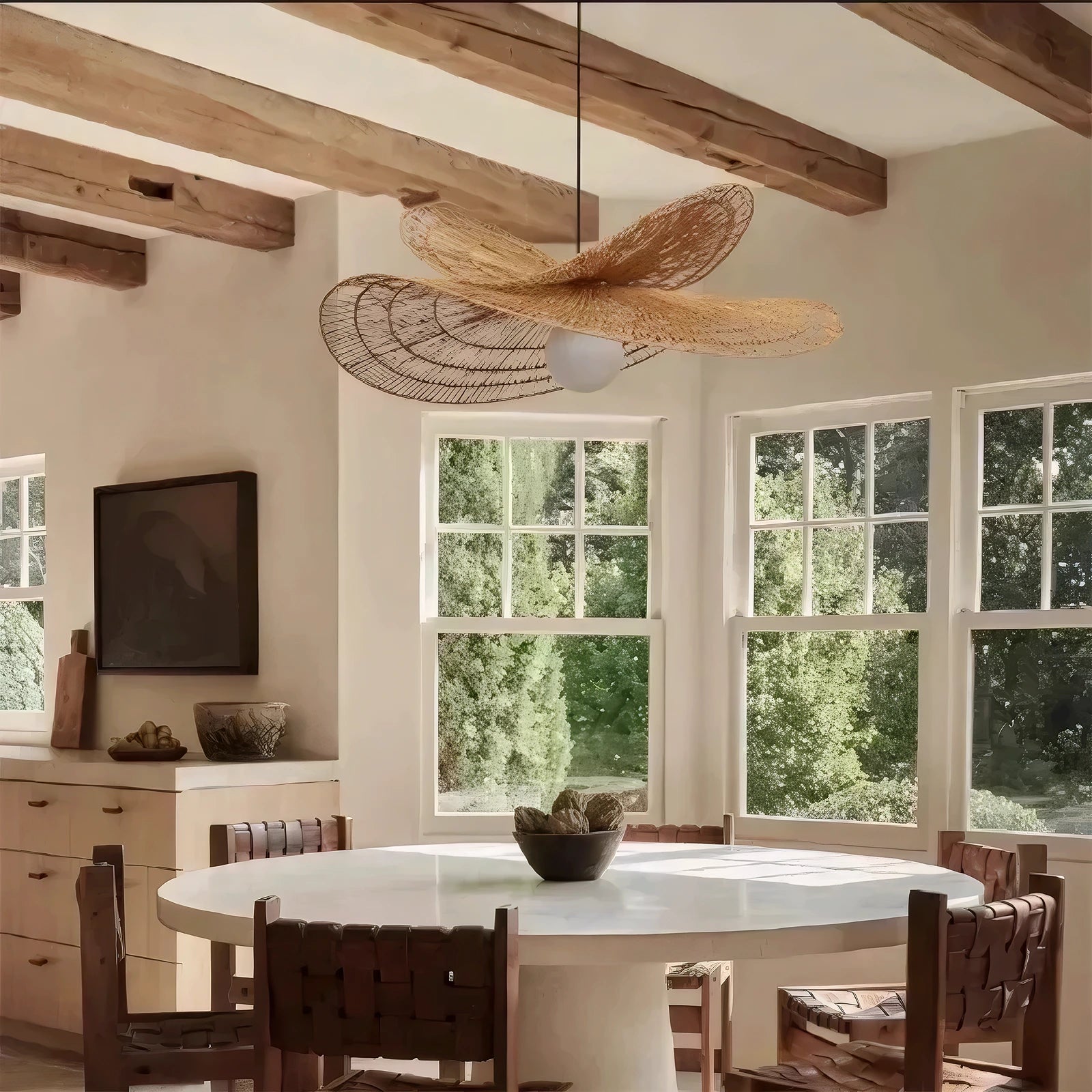 Torretes | Rattan Ceiling Lamp with Sculptural Design & Adjustable Height | Artisanal Lighting for Indoor Spaces 2