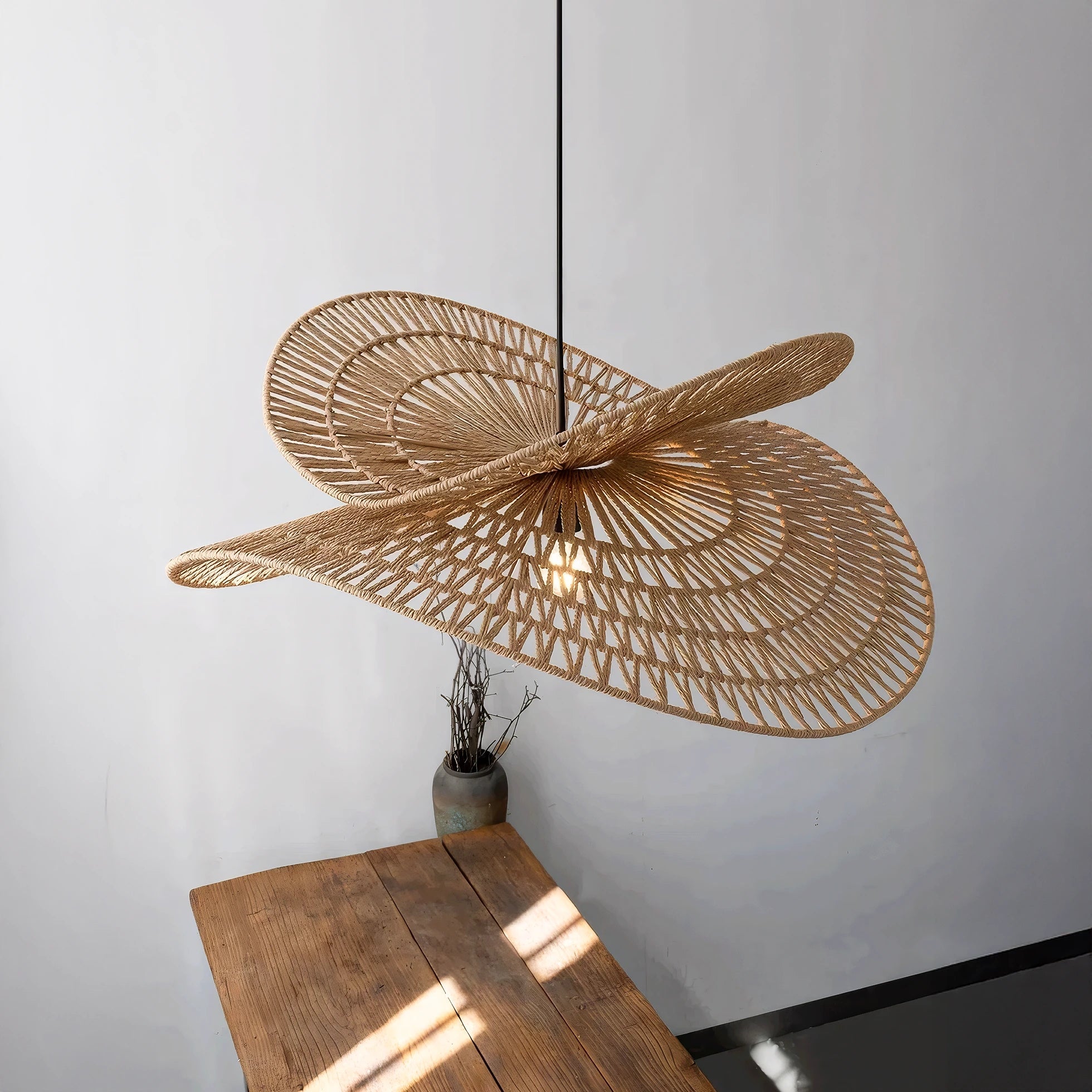Torretes | Rattan Ceiling Lamp with Sculptural Design & Adjustable Height | Artisanal Lighting for Indoor Spaces 4