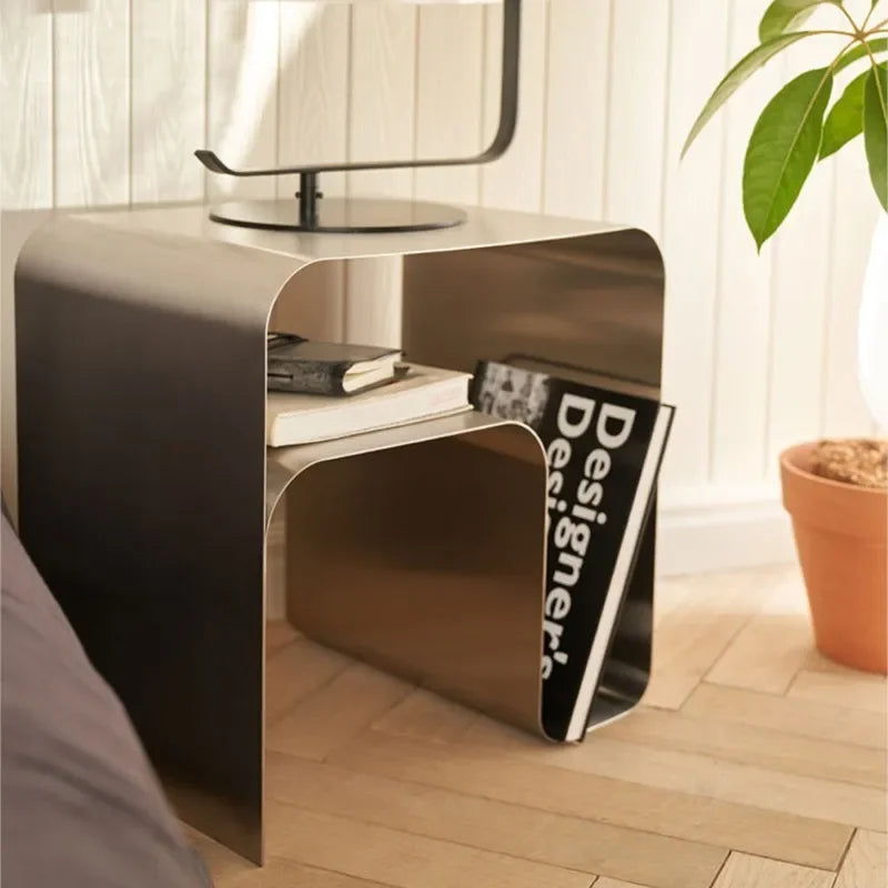 Tracy Collection | Bauhaus-Inspired Bedside Table with Polished Stainless Steel Finish | Elegant Accent for Modern Living 6