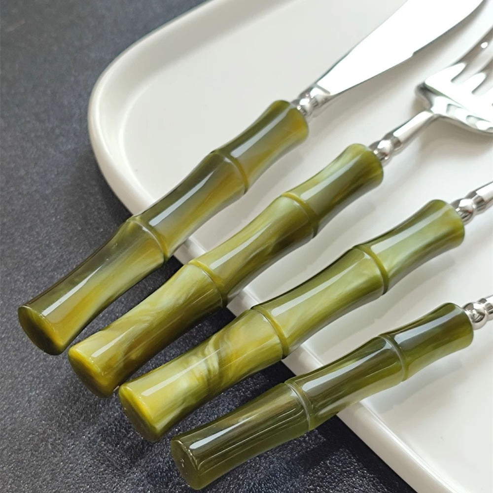 Valldemossa | Cutlery Set with Pearlescent Green Handles | Elegant Design for Everyday Dining 2