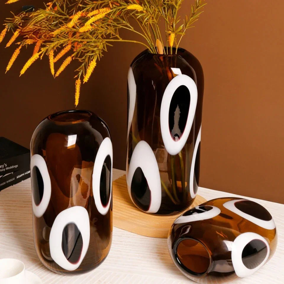 Vianney | Clear Glass Flower Vase with Unique Spot Pattern | Modern Decor for Elegant Home Styling 1