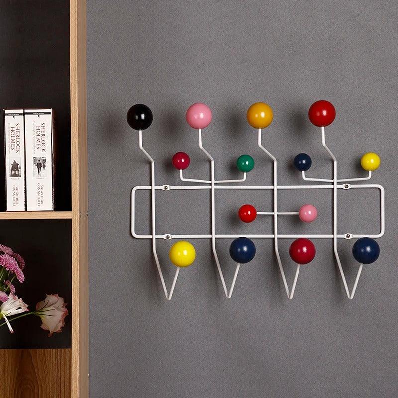 Vibrant Coat Rack Wall | Multicolored Hanging Organizer with Playful Design | Functional Wall Art for Entryway 1