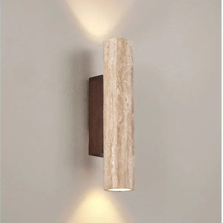 Wabi Sabi Collection | Wall Sconce Lighting with Up-and-Down Design | Elegant Travertine for Cozy Ambiance 1