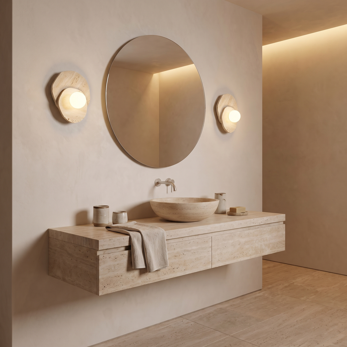 Abbot marble wall lamp in a bathroom