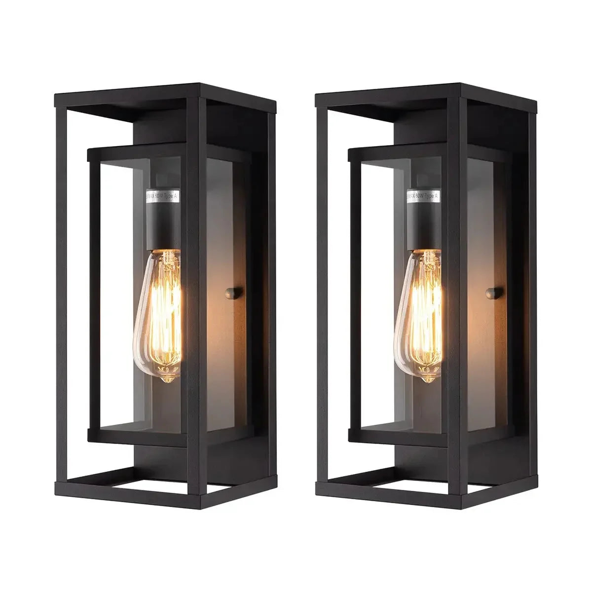 Ally Outdoor Wall Lamp Set illuminated at night near a front entrance