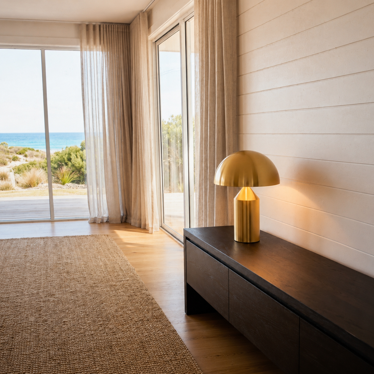 Moa cordless dimmable LED mushroom table lamp casting a warm ambient glow