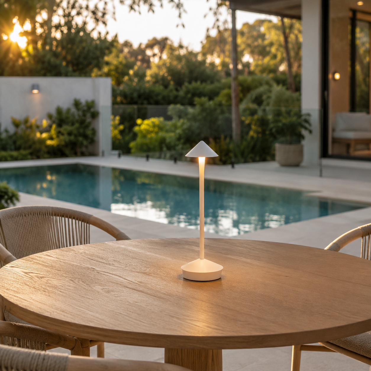 Amalfi portable table lamp, minimalist cordless LED lamp with touch control