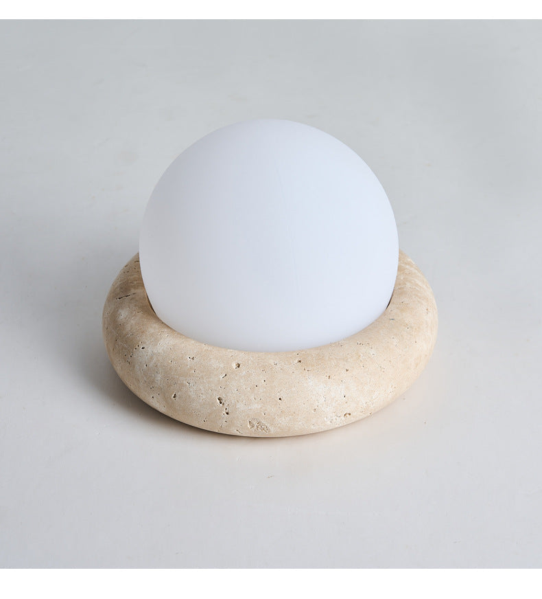 Amber travertine cordless table lamp with remote control product view