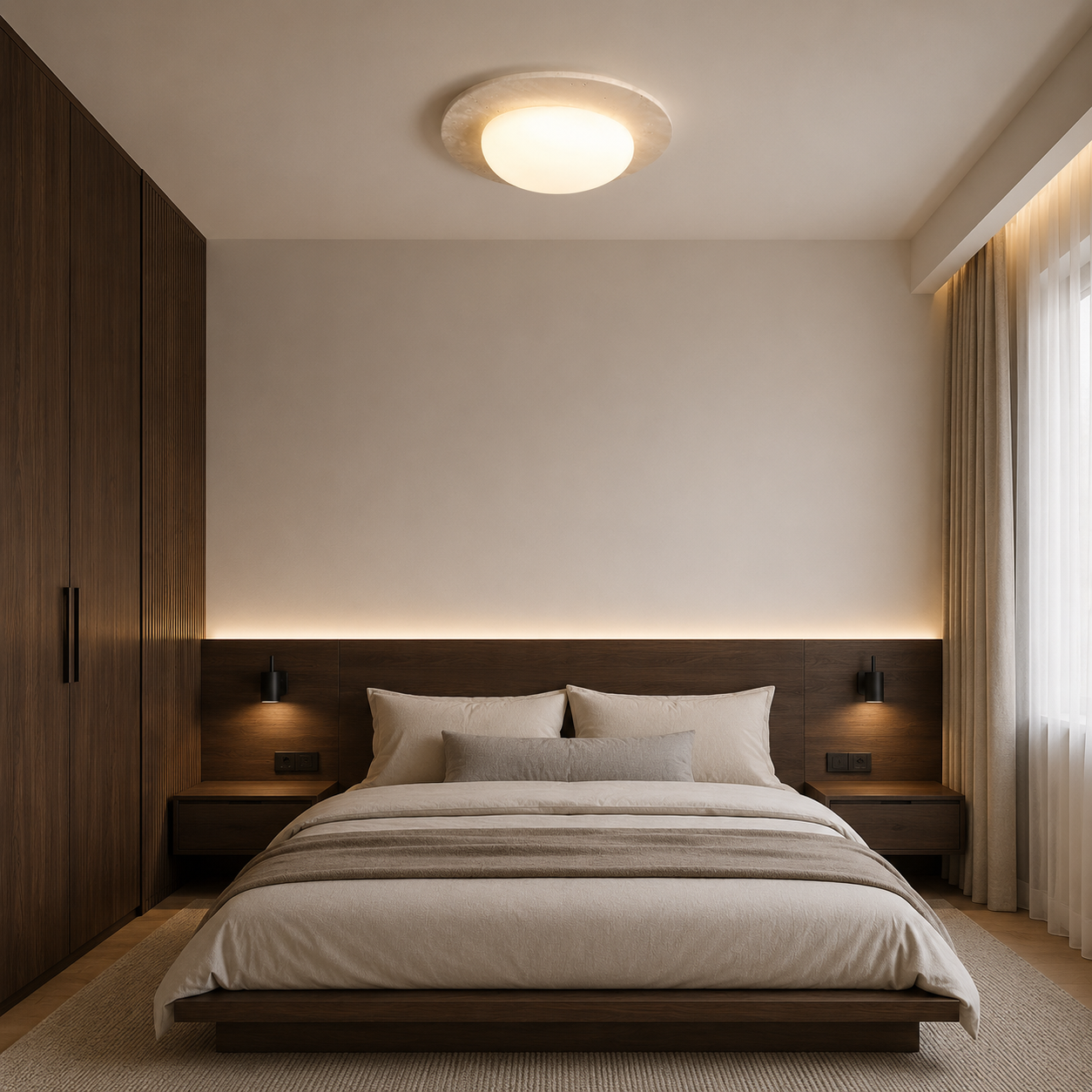Anni Nordic Travertine LED Ceiling Light with frosted glass diffuser