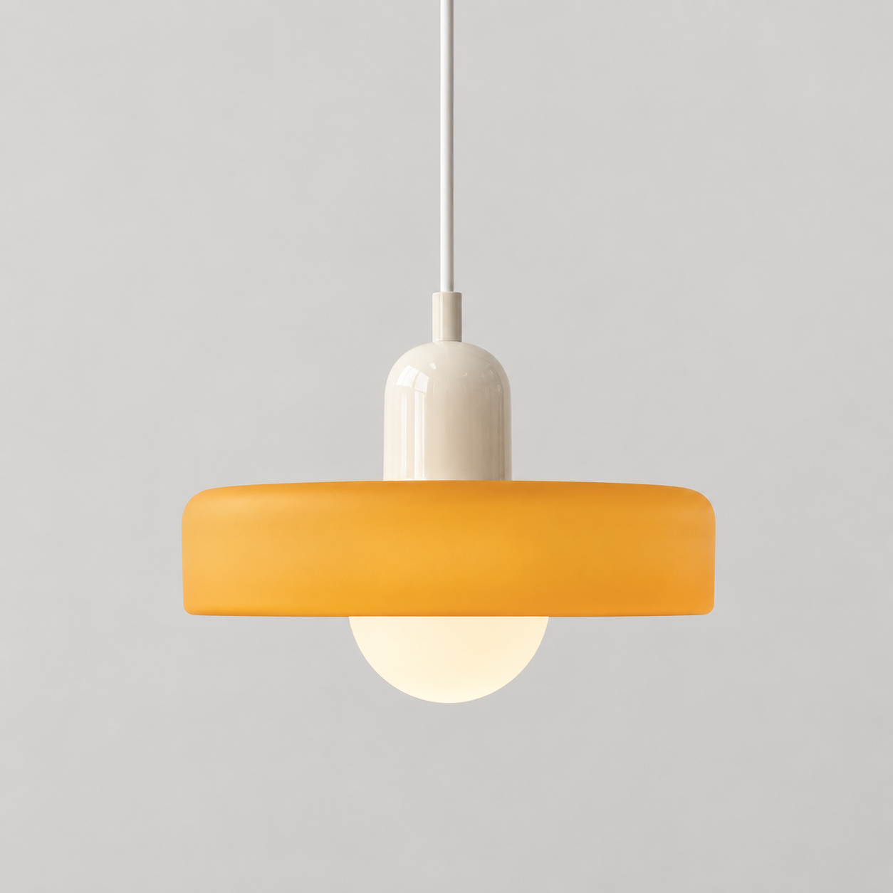 Annie Bauhaus-Inspired Coloured Glass Pendant Light ceiling canopy and cord detail