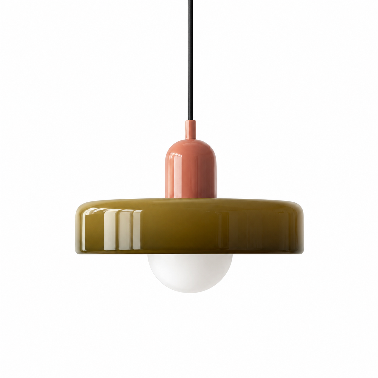 Annie Bauhaus-Inspired Coloured Glass Pendant Light in a modern living room setting