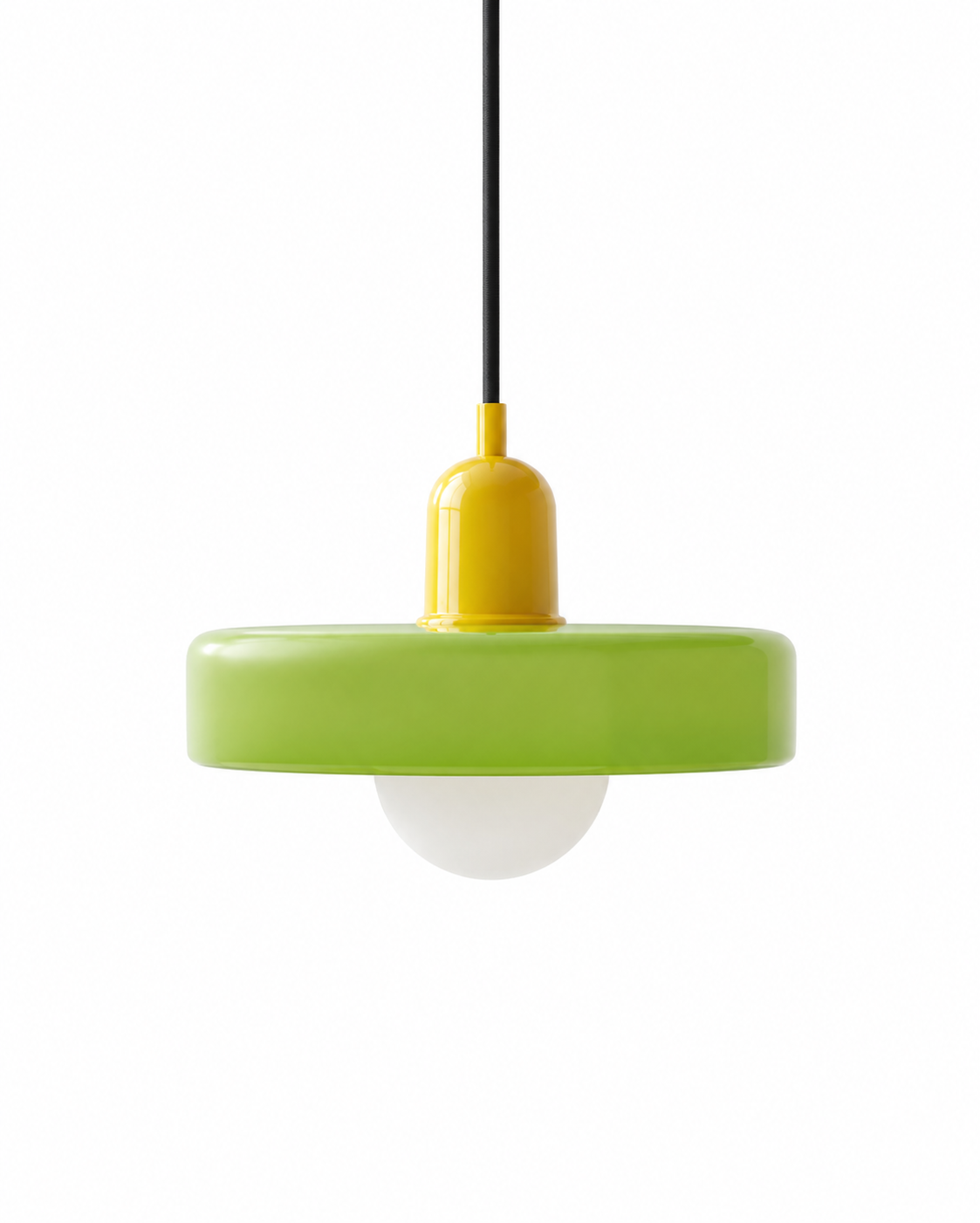 Annie Bauhaus-Inspired Coloured Glass Pendant Light in a stairwell setting