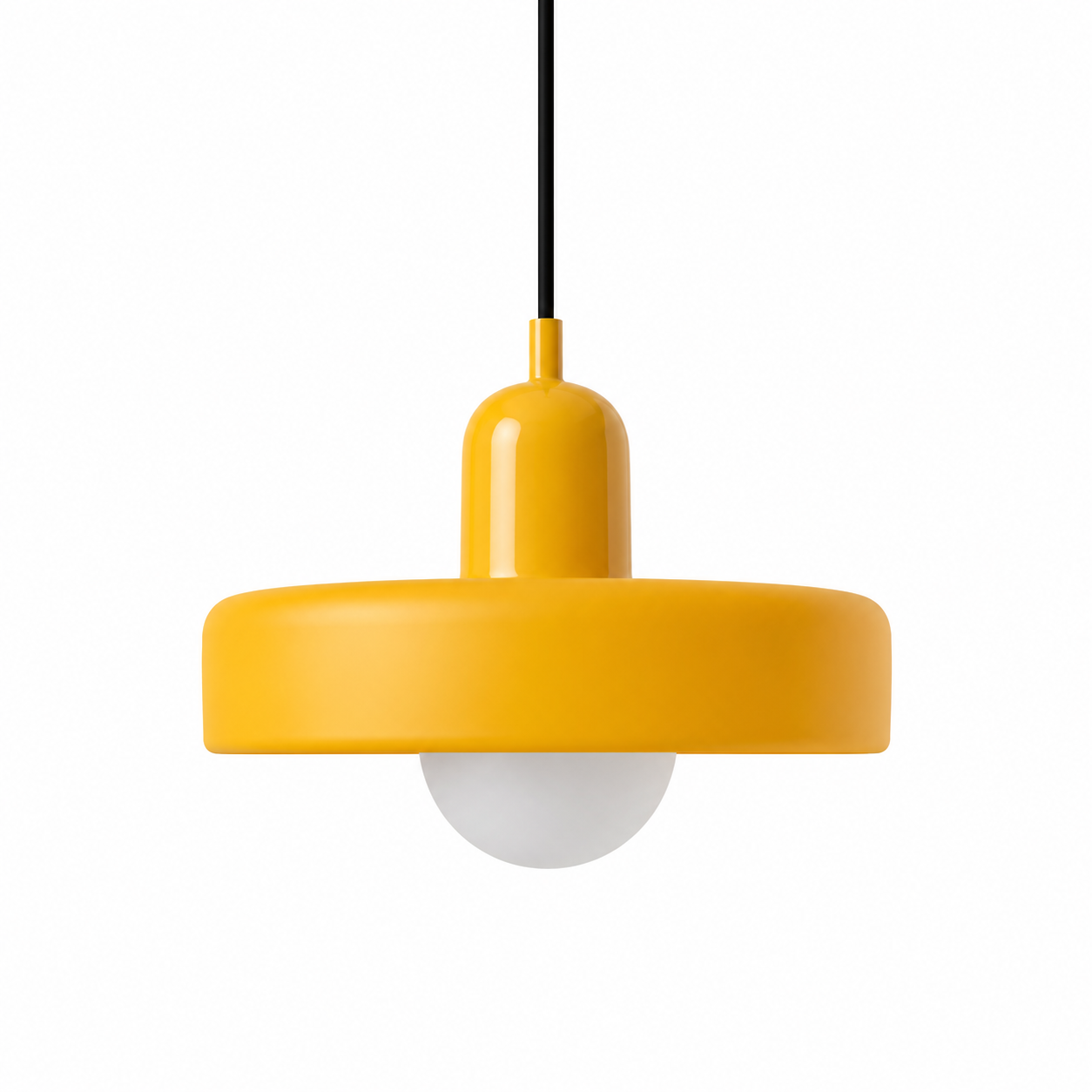 Annie Bauhaus-inspired pendant light with yellow coloured glass shade